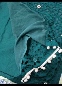 Teal Kurta Set with White Embellishments