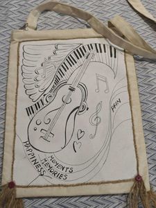 Hand-Painted Music Themed Tote Bag
