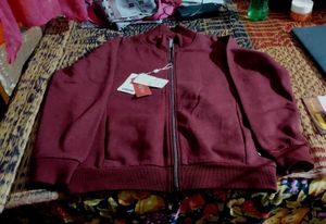 New Maroon Solid Hoodie/Jacket