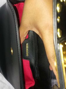 MIRAGGIO Stylish Black Backpack with Gold Studs