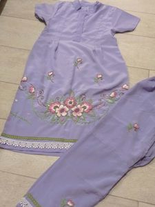 Purple Collar Top Bottom Set