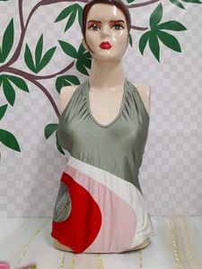 (600)Vintage Colorblock One-Piece