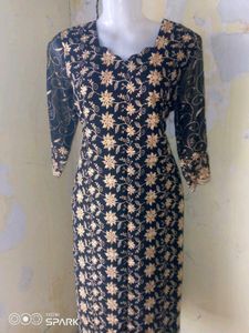 Elegant Black &amp; Gold Embroidered Kurta