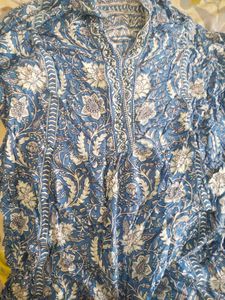 Blue Floral Print Kurta