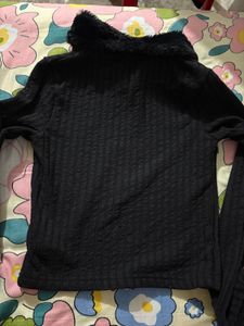 Black Faux Fur Trim Jacket