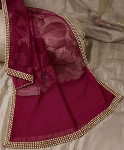 Rani Pink Dupatta with Pearl Border