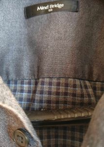 Men's Grey &amp; White Striped Checkered Shirt