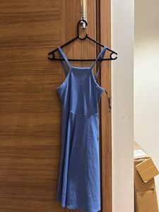 Blue Spaghetti Strap Midi Dress