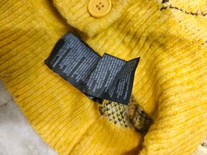 H&amp;M Yellow Argyle Cropped Cardigan