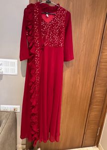 Elegant Red Embellished Gown