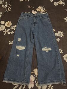 Wide Leg Distressed Jeans