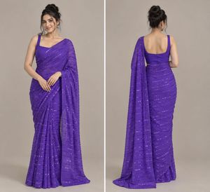 Stunning Purple Sequin Saree