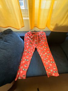 Cozy Pajama Bottoms with Cute Bow Print