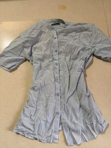 powder blue button up top