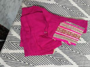 Hot Pink Embellished Gota Parti Saree