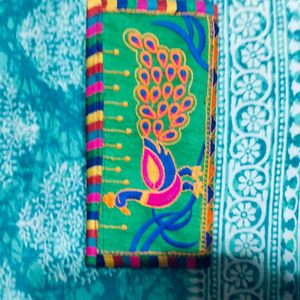 Handmade Embroidered Peacock Clutch