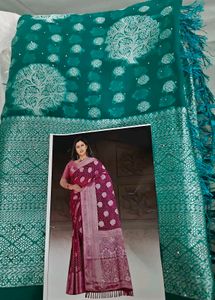 New Exquisite Teal Saree with Tree Motifs
