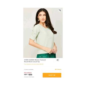 Code Classic Women Textured Round Neck Casual Top