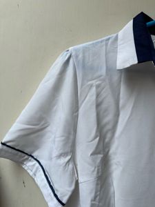 Chic White Short Sleeve Button-Up Top