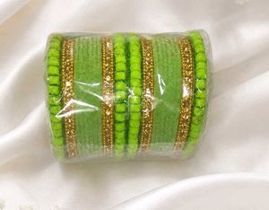 Vibrant Green & Gold Bangles Set