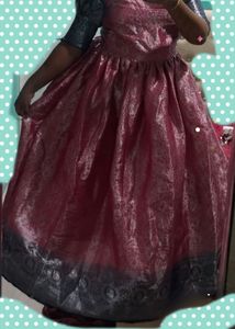 Saree Convert To Long Gown , Soft Silk (Size XXL)