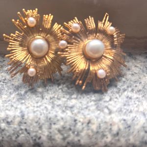 18K Gold Plated Pearl Burst Earrings