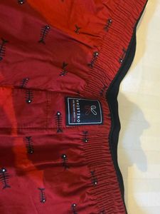 Red Patterned Cotton Shorts