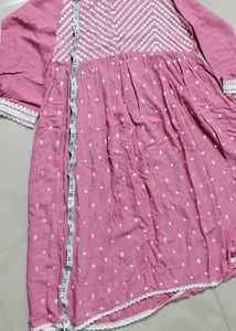 Pink Kurta set with Mirror Work