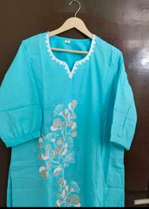 Aqua Blue Embroidered Kurta