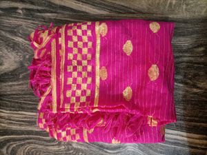Vibrant Pink Banarasi Silk Dupatta