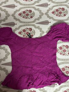 Purple Smocked Off-Shoulder Top
