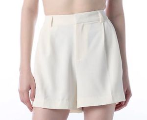 Cream Pleated Tailored Shorts