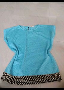 Blue Top with Black Detail