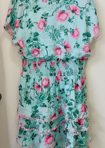Light Blue Floral Tiered Dress