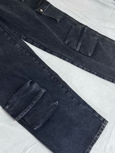 Stylish Washed Black Cargo Jeans