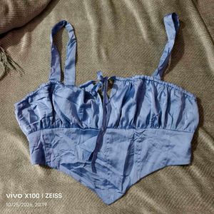 292510. Sky Blue Satin Corset Top