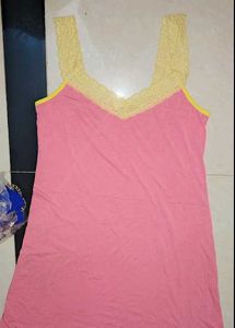 Pink Lace Trim Slip Dress