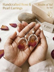 Handcrafted Rose &amp; Pearl Earrings