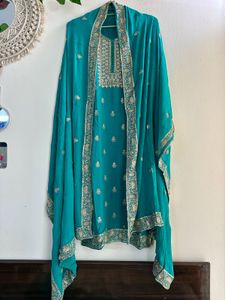 Teal beautifully Handcrafted Sharara set