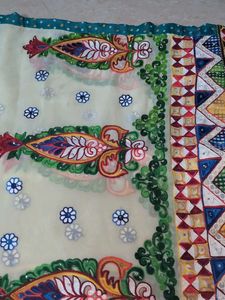 Teal Bandhani Saree
