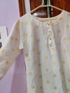 Floral Print Cream Kurta