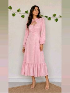 Chic Pink Ruffled Midi Dress