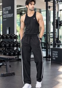 Black Track Pants with White Stripes