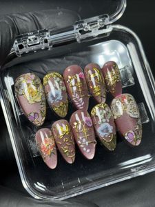 Floral Cateye Press On nails