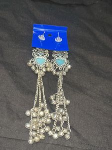 sky blue  Peacock Dangle Earrings