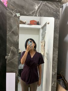 Elegant Purple V-Neck Twist Top