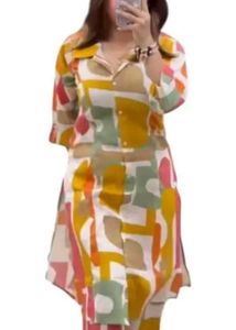 Colorful Abstract Print Kurta Set