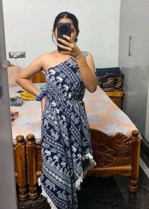 Blue Printed One Shoulder Dress