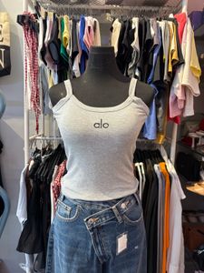 ALO Grey Ribbed Tank Top