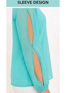 turquoise cut out top (size- L)